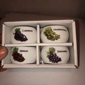 Skye McGhie Wine-Themed Ceramic Napkin Rings in original package- collectible